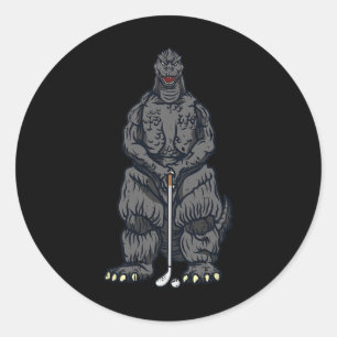 Sticker Rond Golf Golfant Film Japonais Dinosaure Monstre Golfe