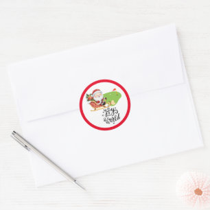 Sticker Rond Golf Joyeux Noël avec le golf du Père Noël