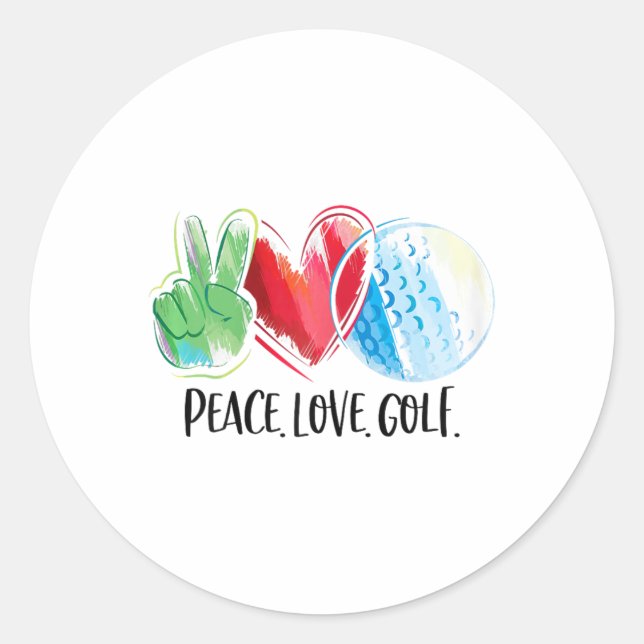Sticker Rond Golf Lecteur Golf Golf Club Peace Love Golf (Devant)