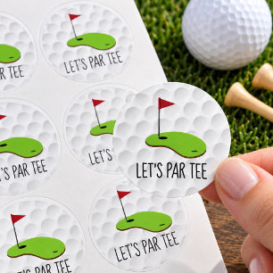 Sticker Rond Golf Let's Par tee avec drapeau de golf sur vert b