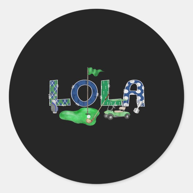 Sticker Rond Golf Lola Hole In One Golf 1st Birthday Boy Party  (Devant)