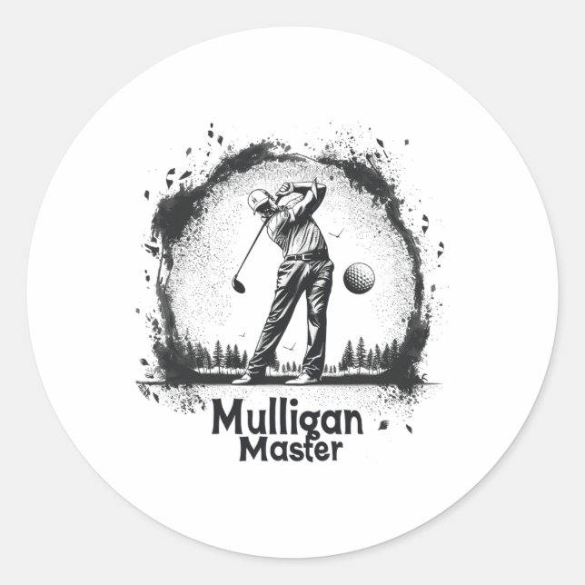 Sticker Rond Golf Mulligan Master Tee - shirts Graphiques Pour  (Devant)