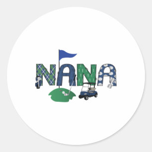 Sticker Rond Golf Nana Trou En Un Golf Première Fête D'Annivers
