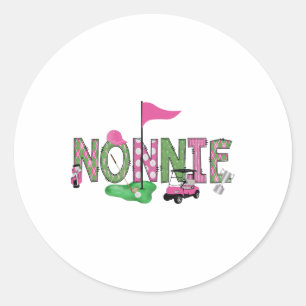 Sticker Rond Golf Nonnie Pink Hole En Un Golf 1er Anniversaire
