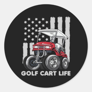 Sticker Rond Golf Panier Life Funky Golf Panier Avec Drapeau Us