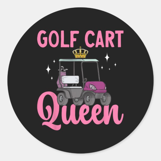 Sticker Rond Golf Panier Queen Golfing Golf Panier Golf (Devant)