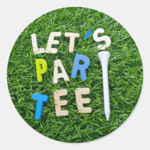 Sticker Rond Golf Par Tee avec tee on green golfer party