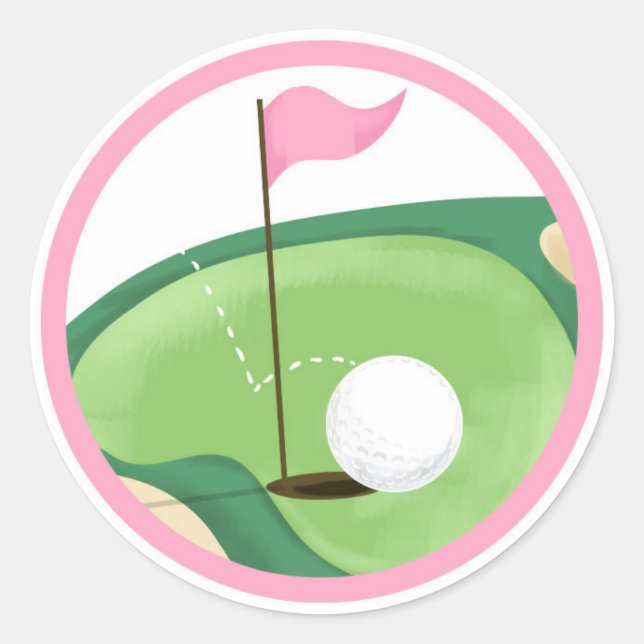 Sticker Rond Golf Par-Tee Cupcake Girl Birthday Trou en un (Devant)