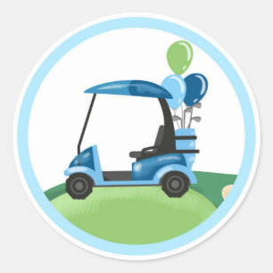 Sticker Rond Golf Par-Tee Cupcake Topper Boy Anniversaire Favor