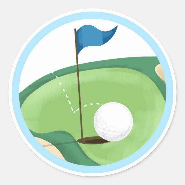 Sticker Rond Golf Par-Tee Cupcake Topper Garçon Anniversaire Fa (Devant)