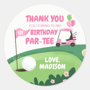 Sticker Rond Golf Par-Tee Cupcake Topper Garçon Anniversaire Fa