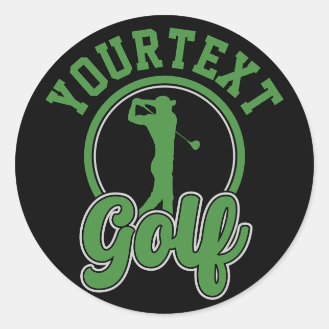 Sticker Rond Golf personnalisé AJOUTER NOM Retro Pro Golfer Swi (Devant)