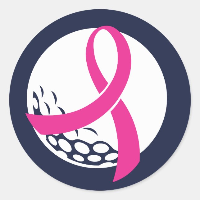 Sticker Rond Golf Pink Ribbon Sensibilisation au cancer du sein (Devant)