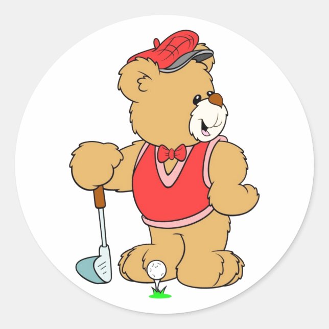 Sticker Rond Golf Pro Teddy Bear (Devant)
