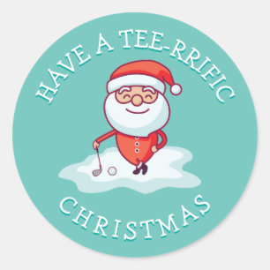 Sticker Rond Golf Pun Santa Claus