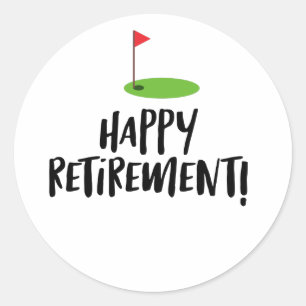 Sticker Rond Golf Retire Happy Retirement avec drapeau de golf