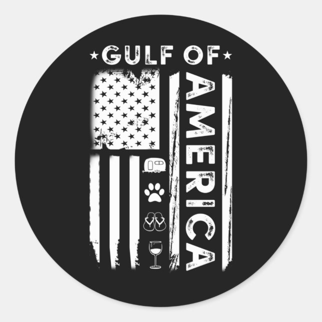 Sticker Rond Golfe D'Amérique Vintage Amérique Drapeau Camping (Devant)