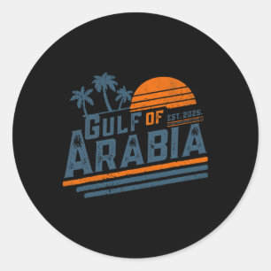 Sticker Rond Golfe d'Arabie Est 2025 Trump Golfe Arabique Drôle
