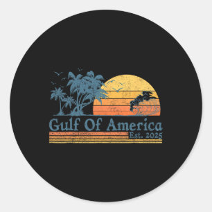 Sticker Rond Golfe De Usa America Est 2025 Retro Vintage Beach 
