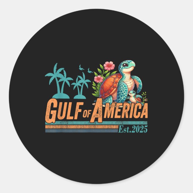 Sticker Rond Golfe De Usa Amérique Est 2025 Tortue Golfe Mexiqu (Devant)