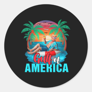 Sticker Rond Golfe Des États-Unis Trump Drôle Sur La Plage Fier