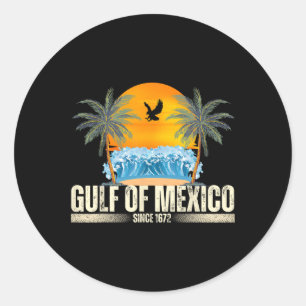 Sticker Rond Golfe Du Mexique Depuis 1672 Plage Vintage Golfe D