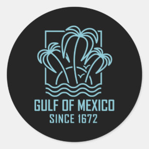 Sticker Rond Golfe Du Mexique Depuis 1672 Retro Vintage Sunset&