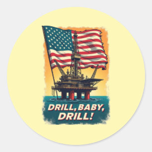 Sticker Rond Golfe du Mexique -Drill Baby Drill Politique Vinta