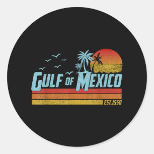Sticker Rond Golfe Du Mexique Est 1550 Plage Vintage Rétro