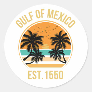 Sticker Rond Golfe du Mexique Est 1550 Rétro Vintage Plage