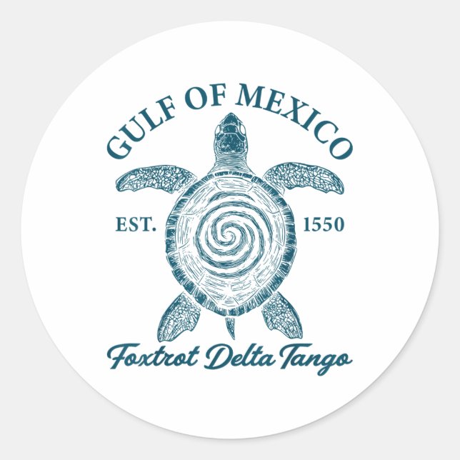 Sticker Rond Golfe Du Mexique Foxtrots Deltas Tangos Golfe Du M (Devant)