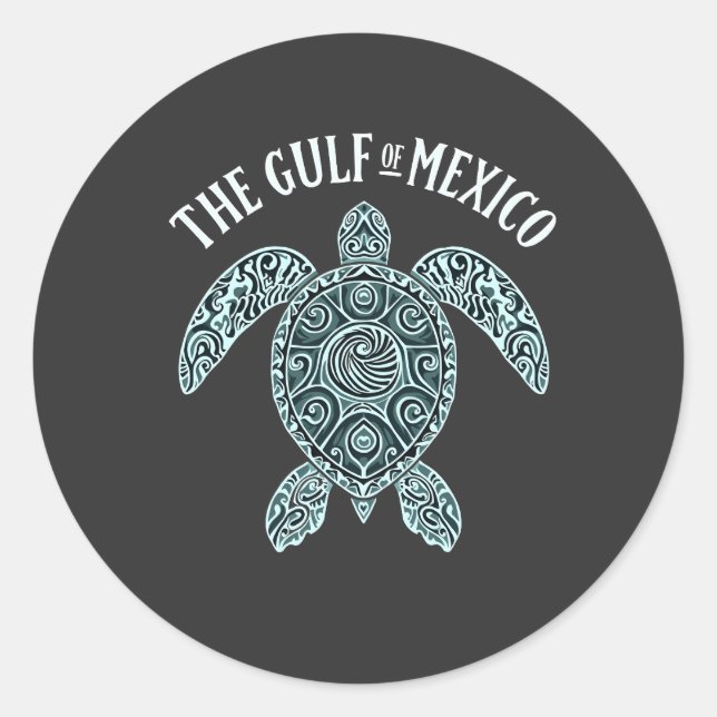 Sticker Rond Golfe du Mexique Turtle Sea Latino (Devant)
