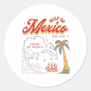 Sticker Rond Golfe Mexique Chemise Golfe des Etats-Unis Amériqu