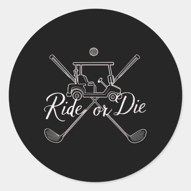 Sticker Rond Golfer Golf Fans Panier Conducteur Drôle Citation  (Devant)