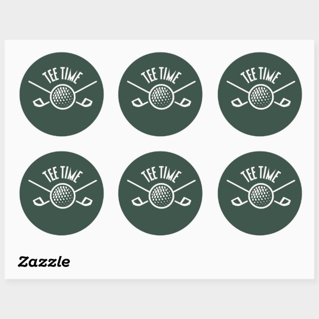 Sticker Rond Golfers Tee Time (Feuille)