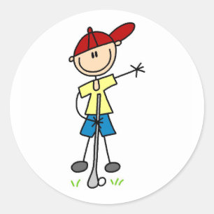 Sticker Rond Golfeur masculin en bonhomme allumette