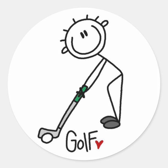 Sticker Rond Golfeur simple à bâtonnets (Devant)