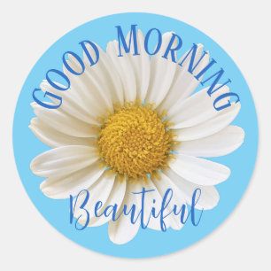 Sticker Rond Good Morning Belle Bleue Bleu Bleu Bleu Bleu Bleu