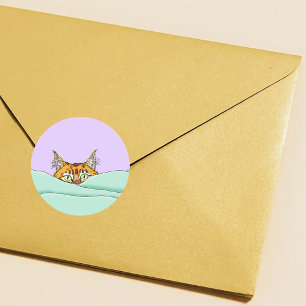 Sticker Rond Good Morning Orange Cat Funny