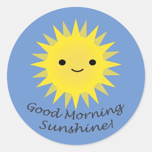 Sticker Rond Good morning Sunshine Cute Kawaii Sun (Devant)