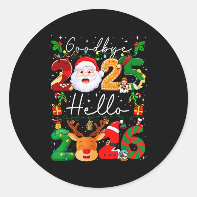 Sticker Rond Goodbye 2025 Hello 2026 Happy New Year's Eve Chris (Devant)
