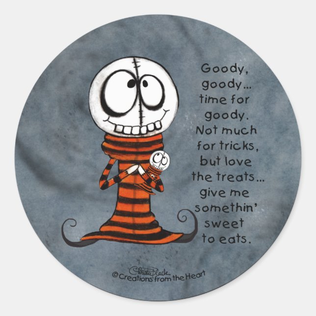 Sticker Rond Goody, chef du squelette (Devant)