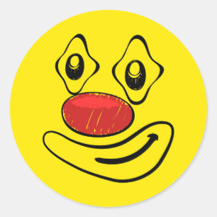 Sticker Rond Goofy Clown visage jaune