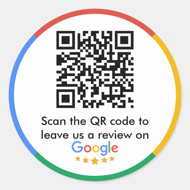 Sticker Rond Google Avis | Lien d'examen professionnel QR (Devant)