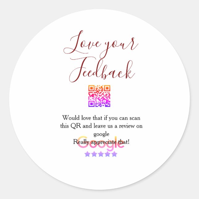 Sticker Rond Google avis logo entreprise Scan QR avis (Devant)