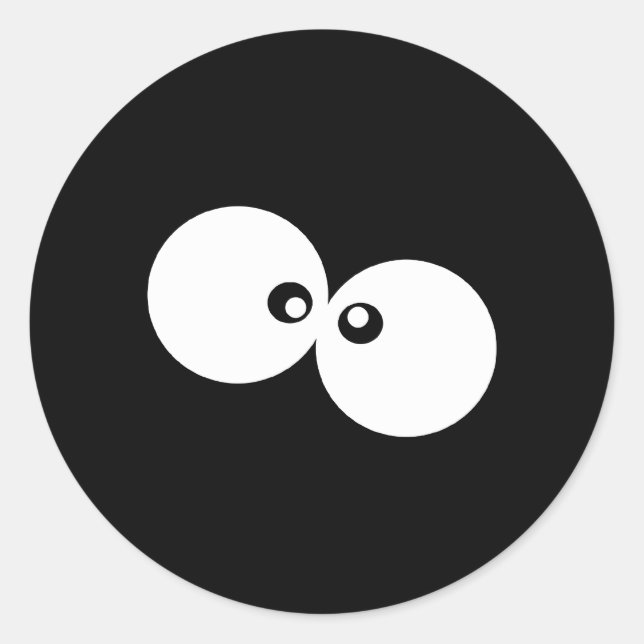 Sticker Rond Googly Eyes, Funny Eyes, noir et blanc (Devant)