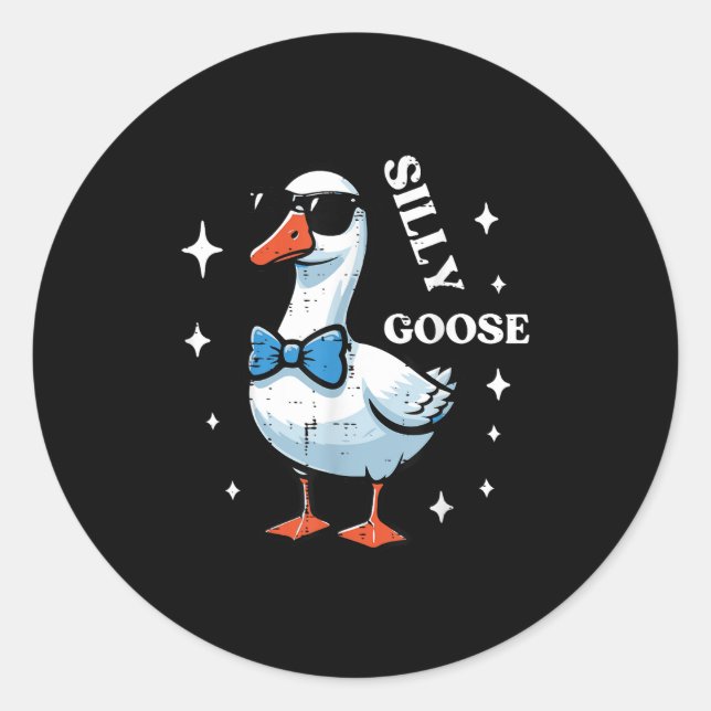 Sticker Rond Goose Bow Cravate Sungles Cool Silly Animal Hommes (Devant)