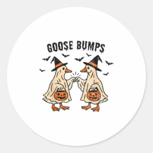 Sticker Rond Goose Bumps Canard Camping Halloween drôle Vintage
