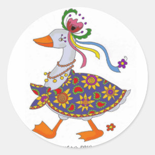 Sticker Rond Goose sort l'art populaire ukrainien