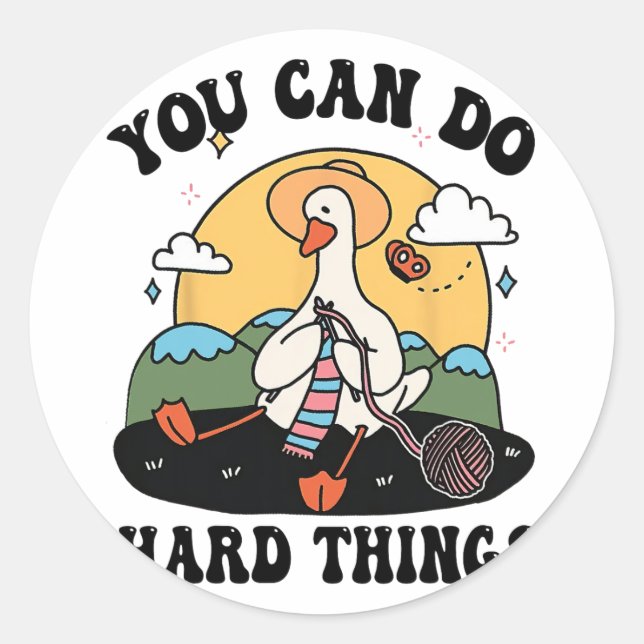 Sticker Rond Goose You Can Do Dur Thing Test Day (Devant)